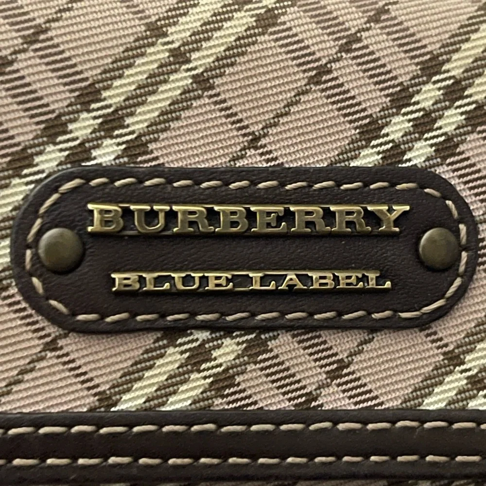 Burberry Blue Label Plaid Wallet - Brown and Cream with cavas with leather trim - Picture 4 of 10